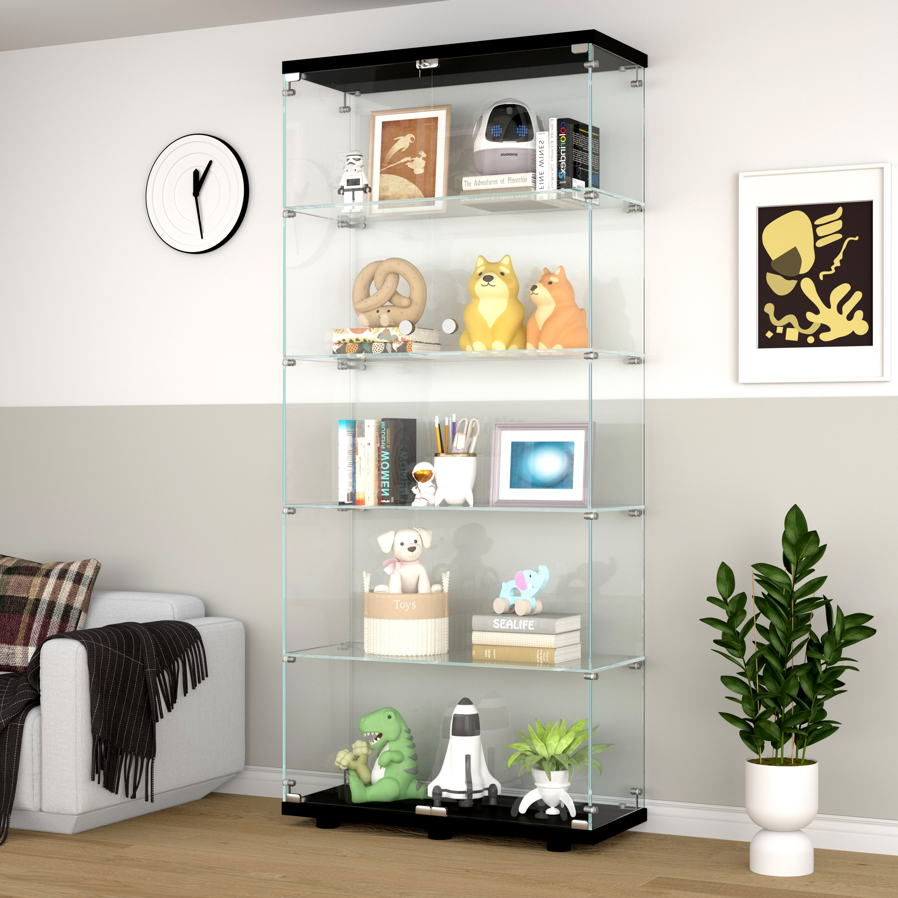 Ivy Bronx Kalob 74" China 5Tier Glass Display Stand Curio